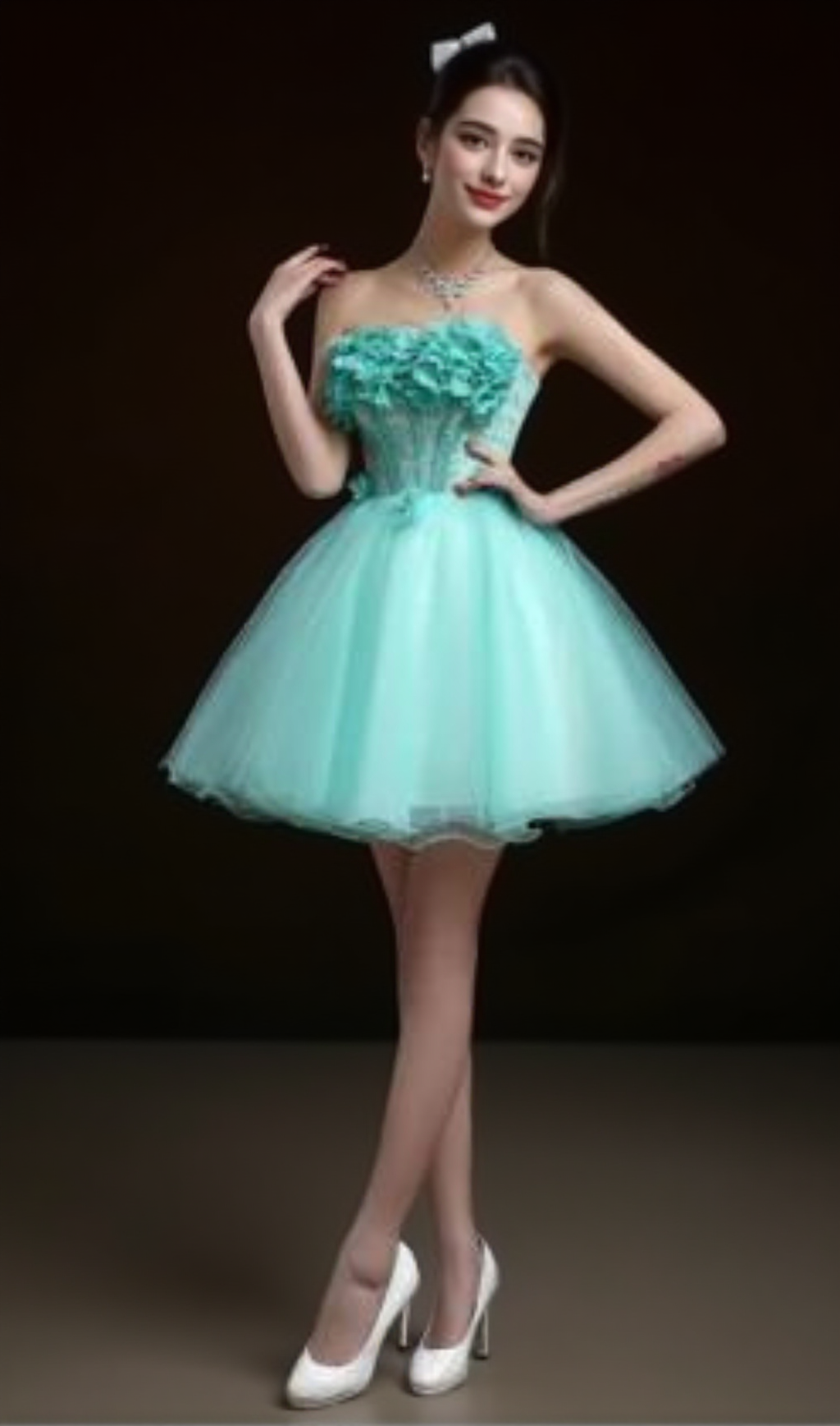 ANEIRA CORSET FLOWER MINI DRESS IN GREEN
