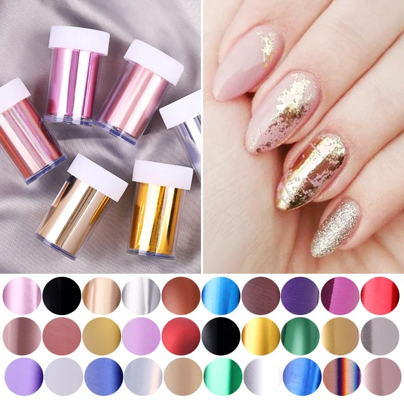 1 Roll iridescent Rose Gold Nail Foils Sticker Sparkly Sky Glitter Nail Art Transfer Stickers Paper DIY Tips Decoration