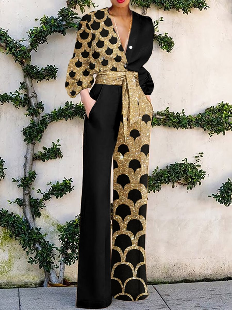 Fashion Golden Holiday Casual Jumpsuit Women