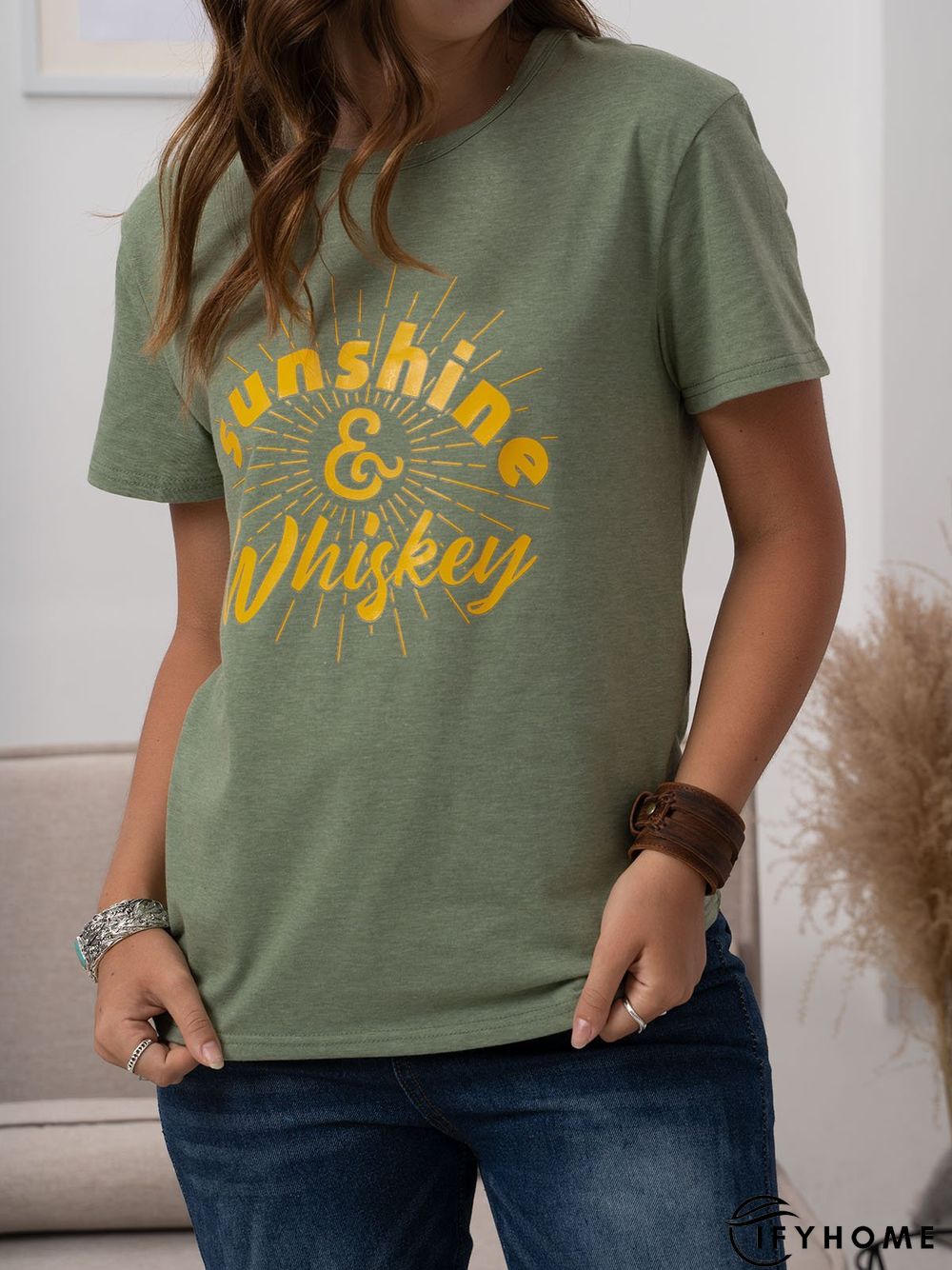 Vintage Short Sleeve Letter Printed Plus Size Casual Tops | IFYHOME