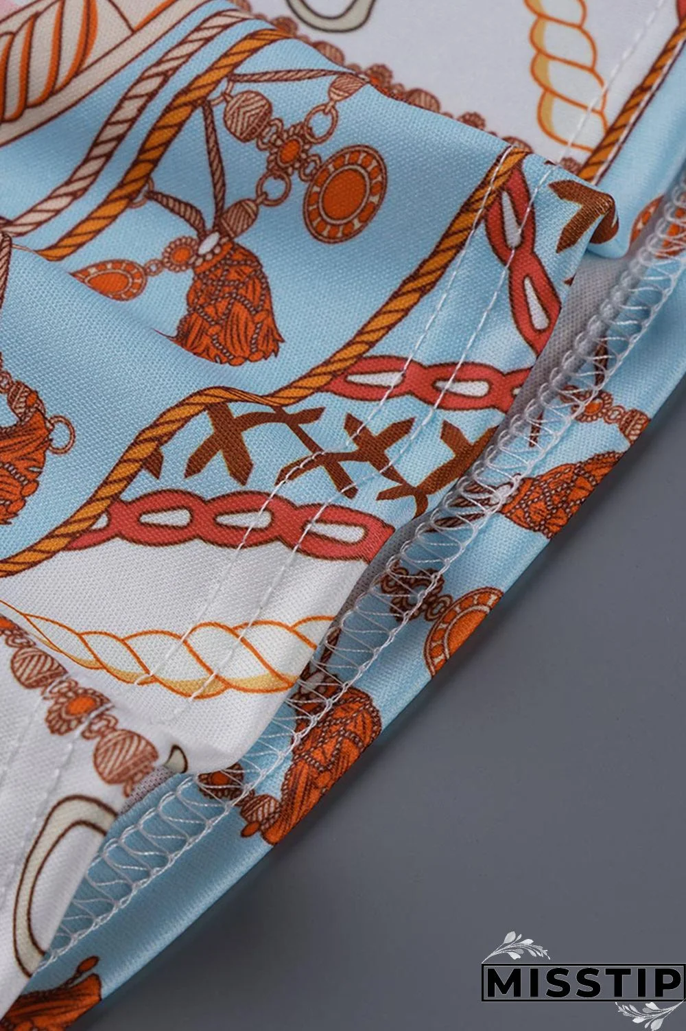 Orange Fashion Print Backless Strap Design Halter Sleeveless Two Pieces