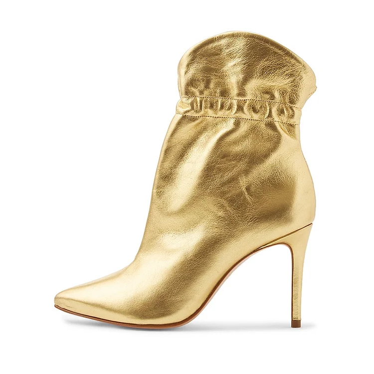 Gold Ankle Stiletto Boots Vdcoo