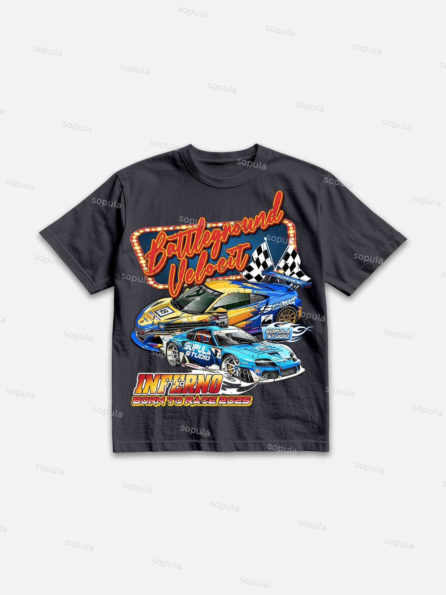 Racing Battleground Print Cotton T-shirt - SOPULA