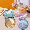 4PCS Diamond Painted Wooden Shell Flower Placemats Comes with Storage Display Stand