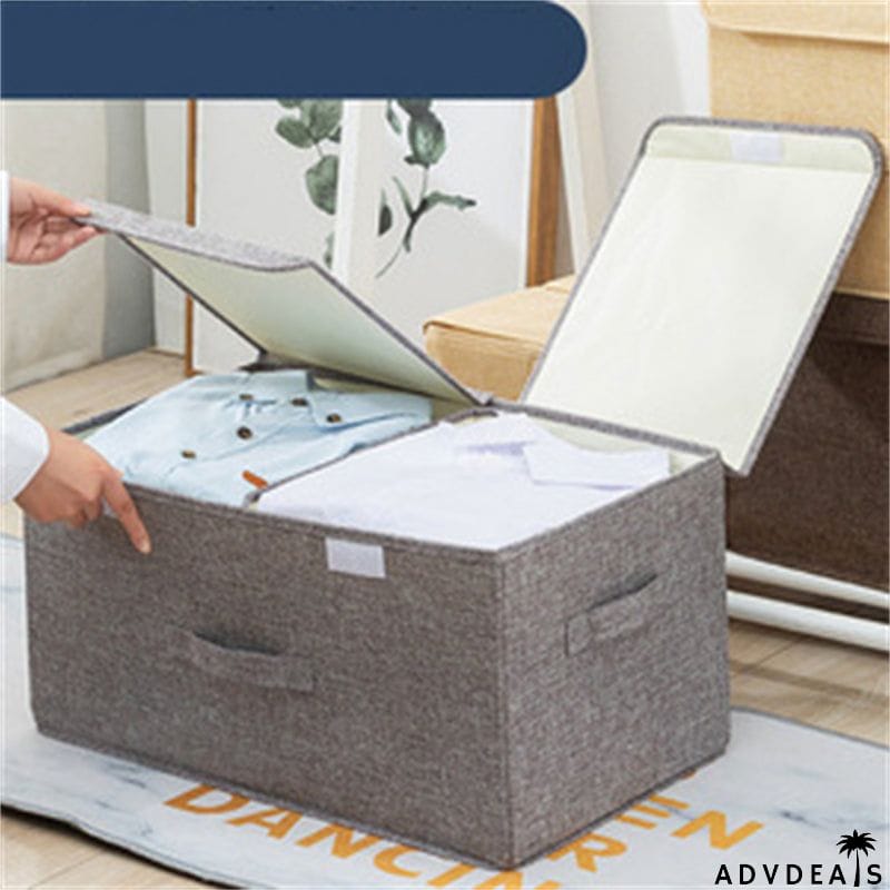 Foldable Storage Box With Double Lids And Compartments