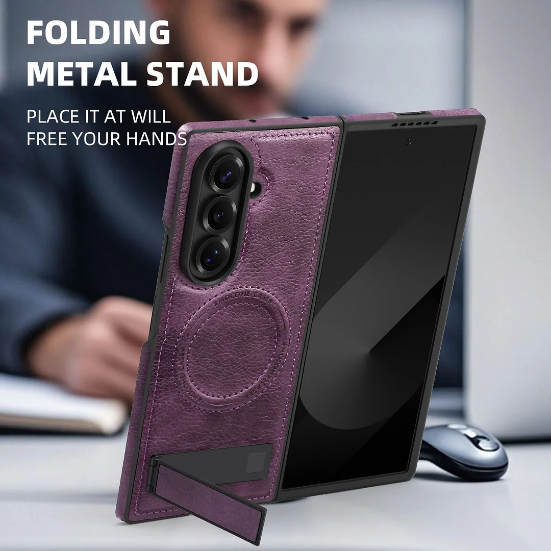 Samsung Galaxy Z Fold 6 Leather Case Magnetic Protective Case Holder Phone Case
