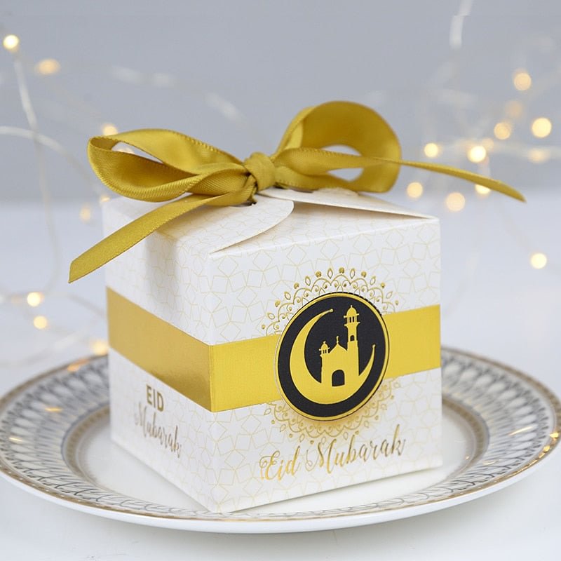 10pcs Eid Mubarak Candy Boxes Ramadan Kareem Decoration Paper Gift Box Islamic Muslim Party Supplies Eid al-Fitr Hajj Mabrour
