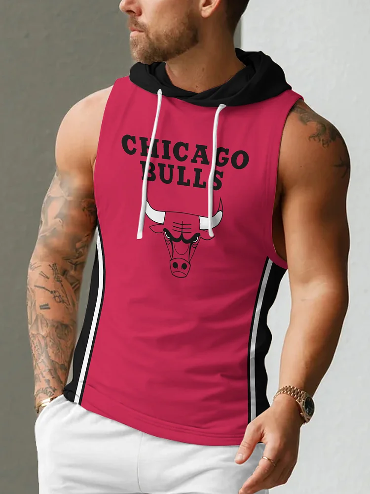 Chicago Bulls Men's Casual Comfy Sleeveless Hooded Tank Top