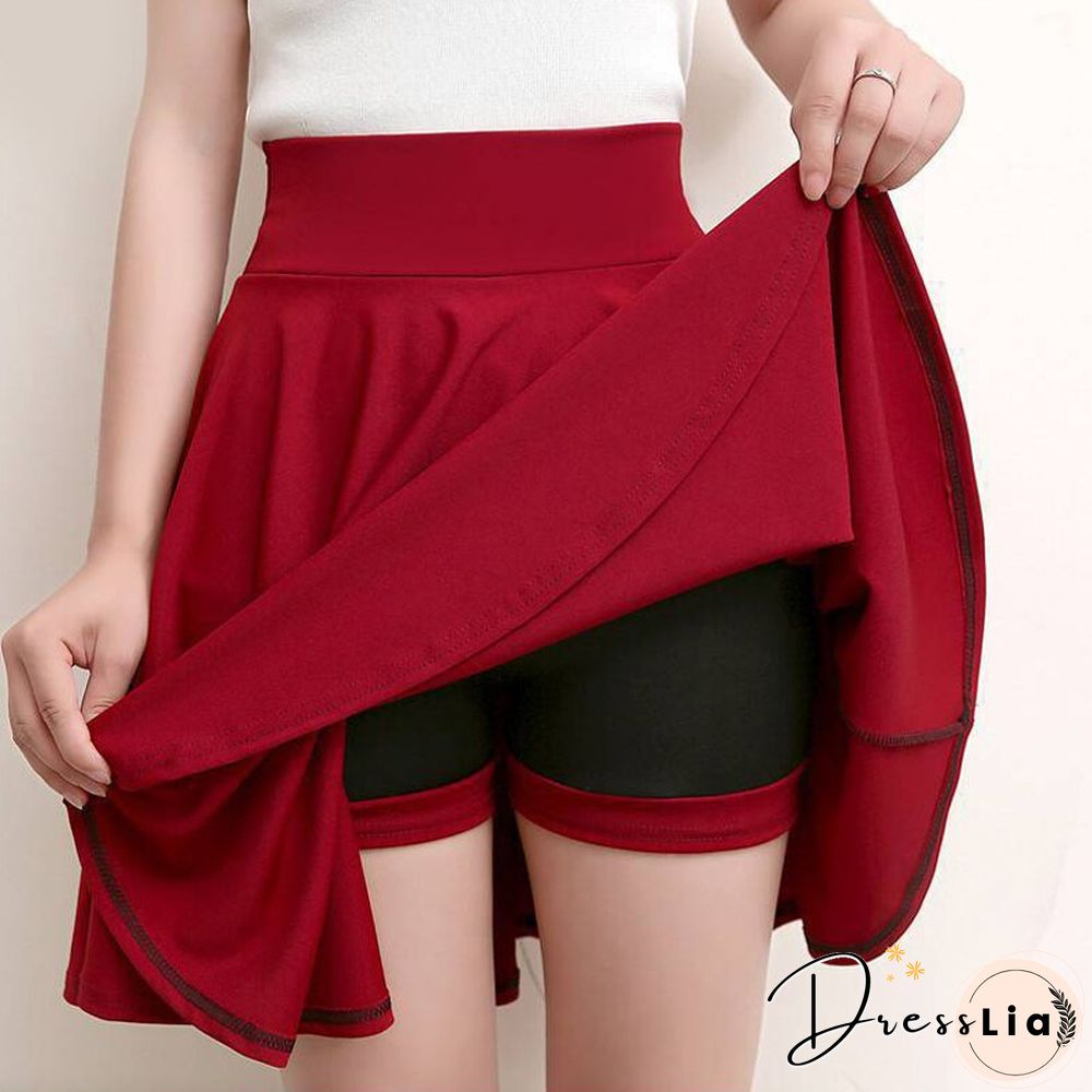 Fashion Kawaii A-Line Mini Skirts Women Summer Elegant High Waist Elastic Dance New School