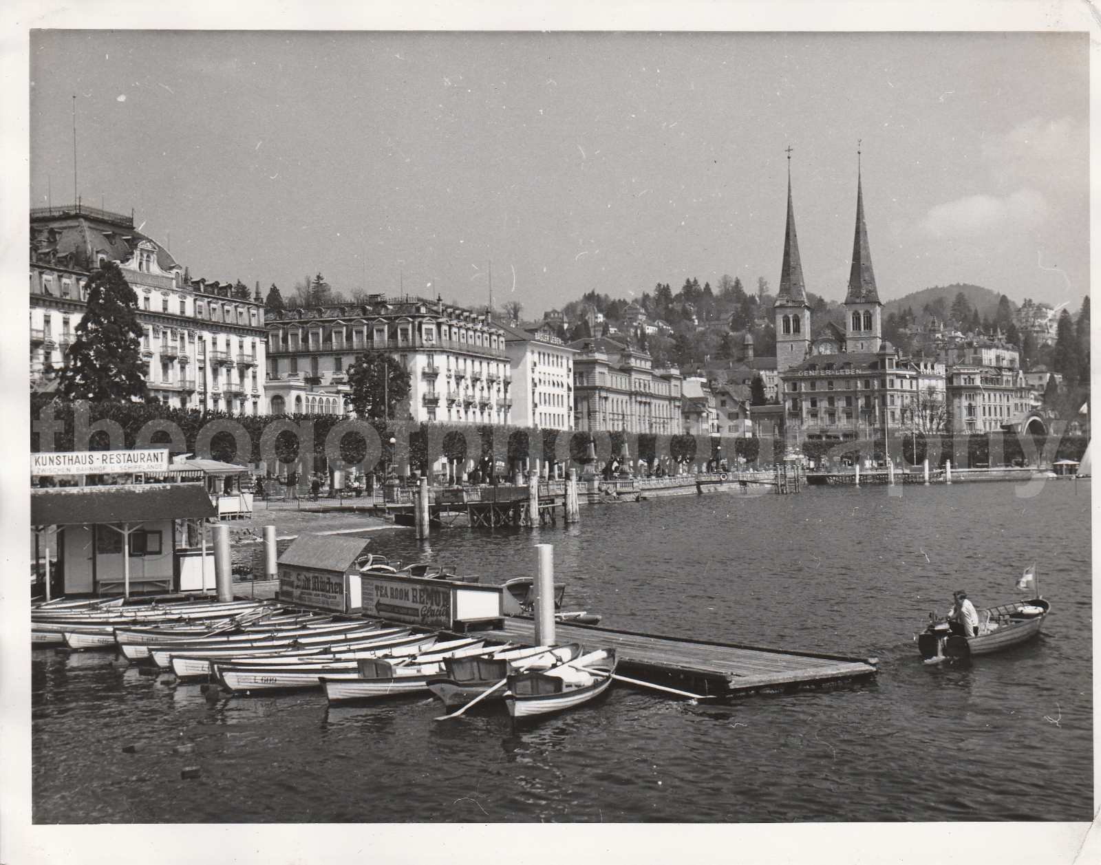 LAKE LUCERNE Switzerland FOUND Photo Poster painting bw6 3/4 x 8 1/2 729