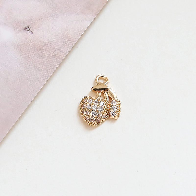 10 PCS/Package 10*11mm 10 * 14mm Alloy Zircon Cherry Fruit Watermelon Pendant Jewelry Accessories