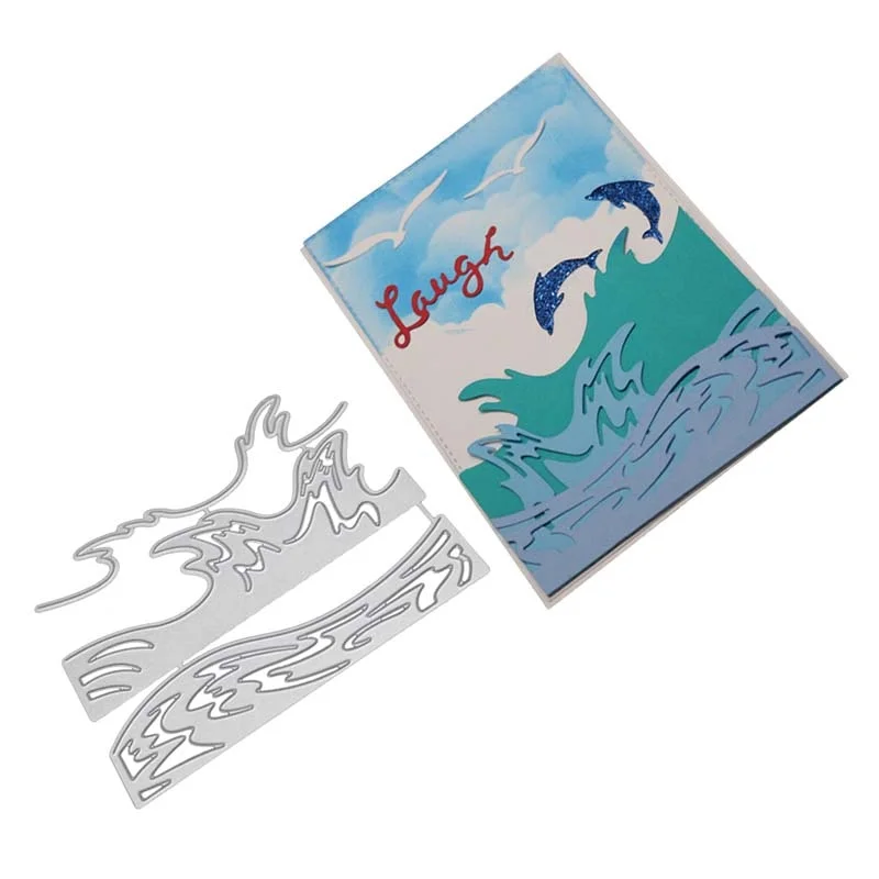 Sea Wave Frame Scrapbook Cut Die Background Mold Metal Cutting Dies Embossing Card Paper Craft Knife Mould Blade Punch Stencils