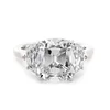 18K White Gold & Yellow Gold 4.5ct Old Mine Cut & Step cut Eldorado Lab Diamond Three Stone Ring