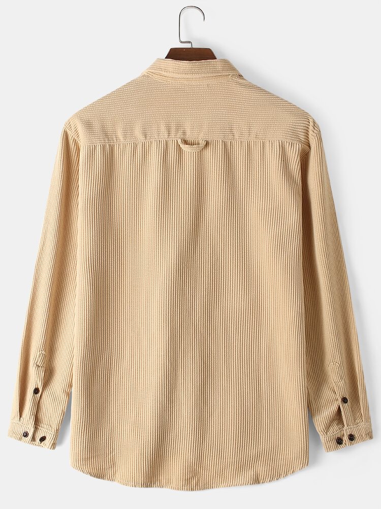 solid corduroy pockets shirt