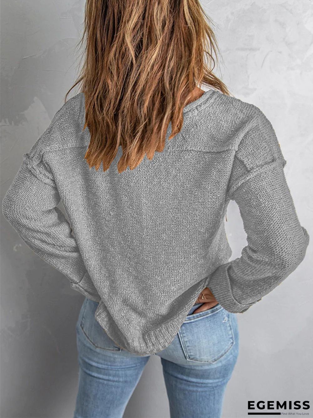Fashion Solid Color Loose Button Knitted Sweater | EGEMISS