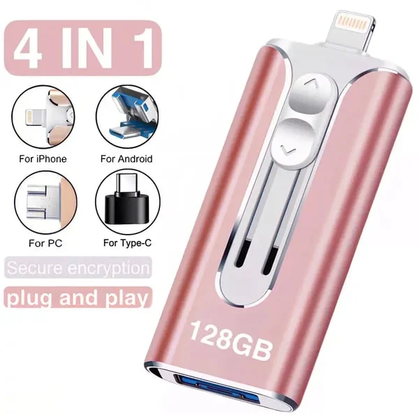 🎁32~256GB Micro USB + 8 Pin + USB 3.0 4 in 1 Mobile Phone Computer U-Disk⏰Last Day 50% Off