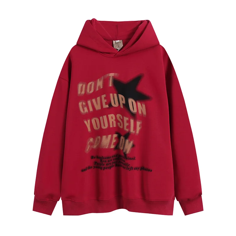 Star Letters Hooded Sweatshirt Loose Casual Sweatshirt at Hiphopee