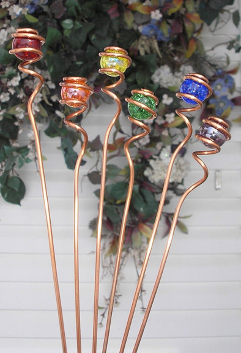 Metal Glass Garden Stakes