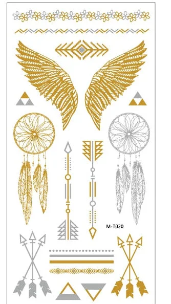 1sheet Indian Arabic body art women metallic temporary Mandala Flash Tattoos necklace sticker gold lace tatoo tatuagem maquiagem