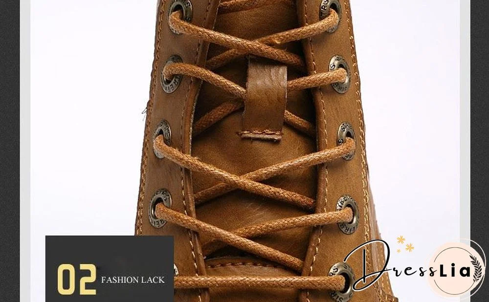 Men Genuine Leather Winter Snow Fashion Boots Pointed Toe Mid-Calf Boots For Men Ankle Non-slip Shoes