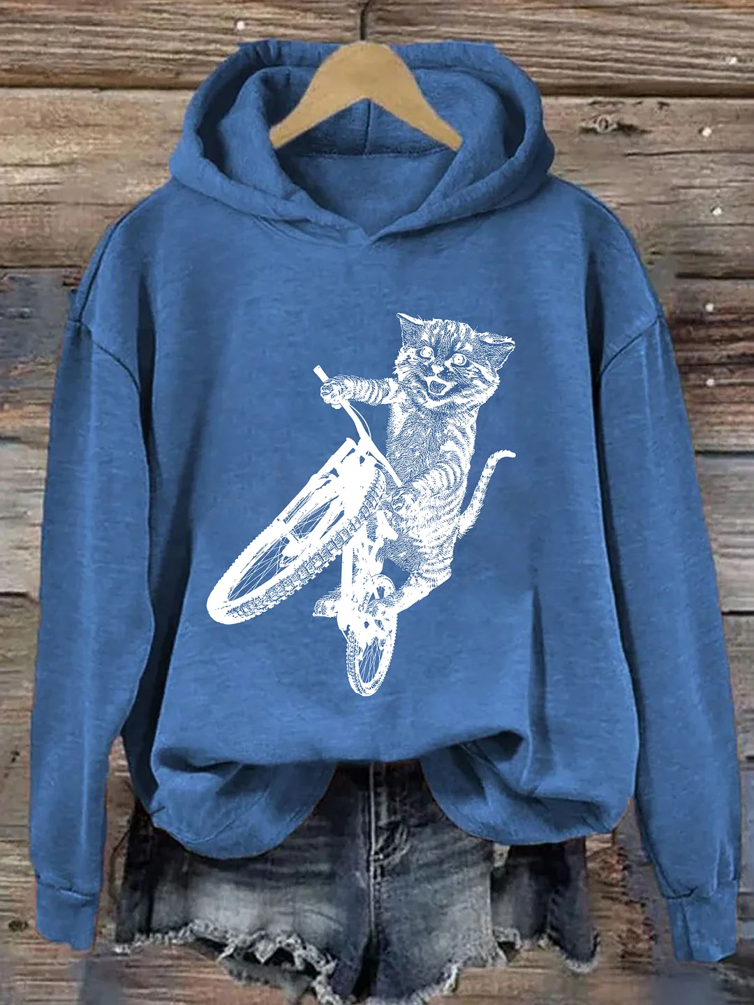 Cat Riding A Bicycle Hoodie