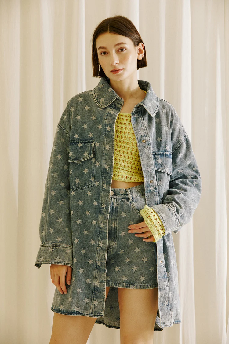Sunny Star Print Denim Jacket