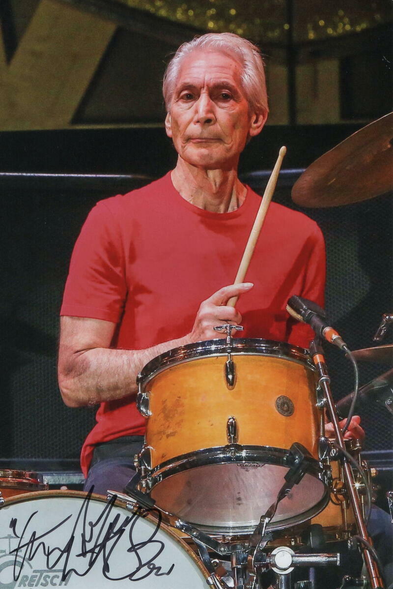 CHARLIE WATTS SIGNED AUTOGRAPH 8X12 Photo Poster painting - THE ROLLING STONES, BLACK AND BLUE