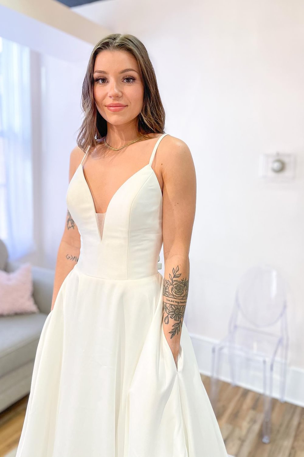 Luluslly Glamorous Spaghetti-Straps Sweetheart Wedding Dress With Backless