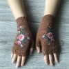 Gants chauds en tricot brod&eacute;s pour femmes