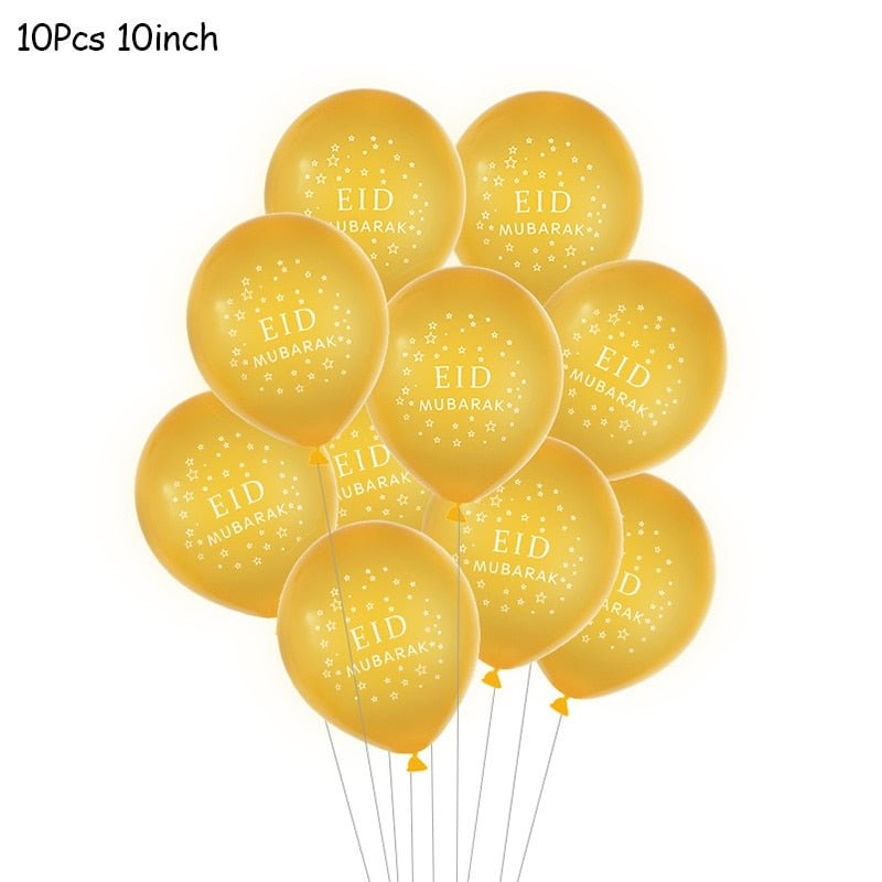 10Pcs EID MUBARAK Balloons Decor Ramadan And Eid Decoration Muslim Hijab Islamic Decor Muslim Ramadan Mubarak Party Supplies