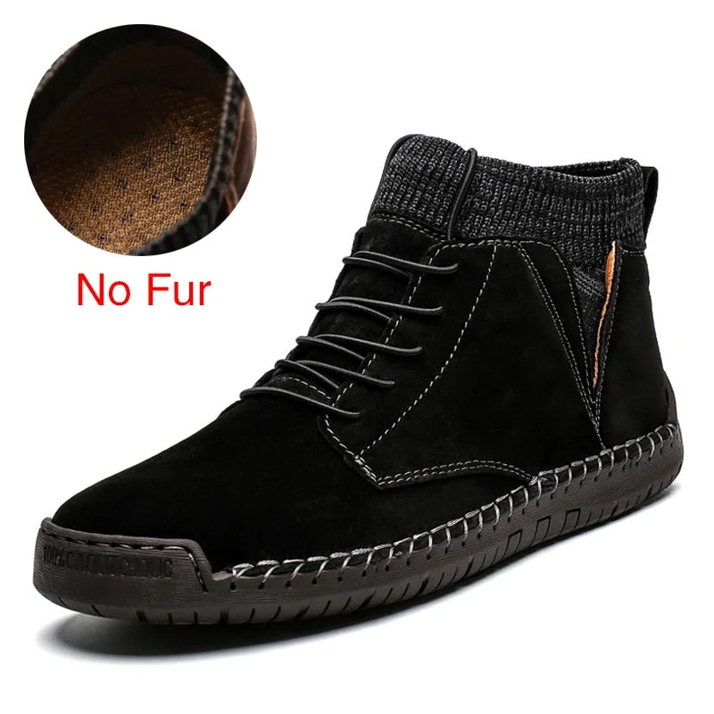 DEKABR Brand Men Snow Boots Winter Plush Warm Men Motorcycle Boots Lace-Up Non-slip Male Ankle Boots Autumn Man Work Shoes