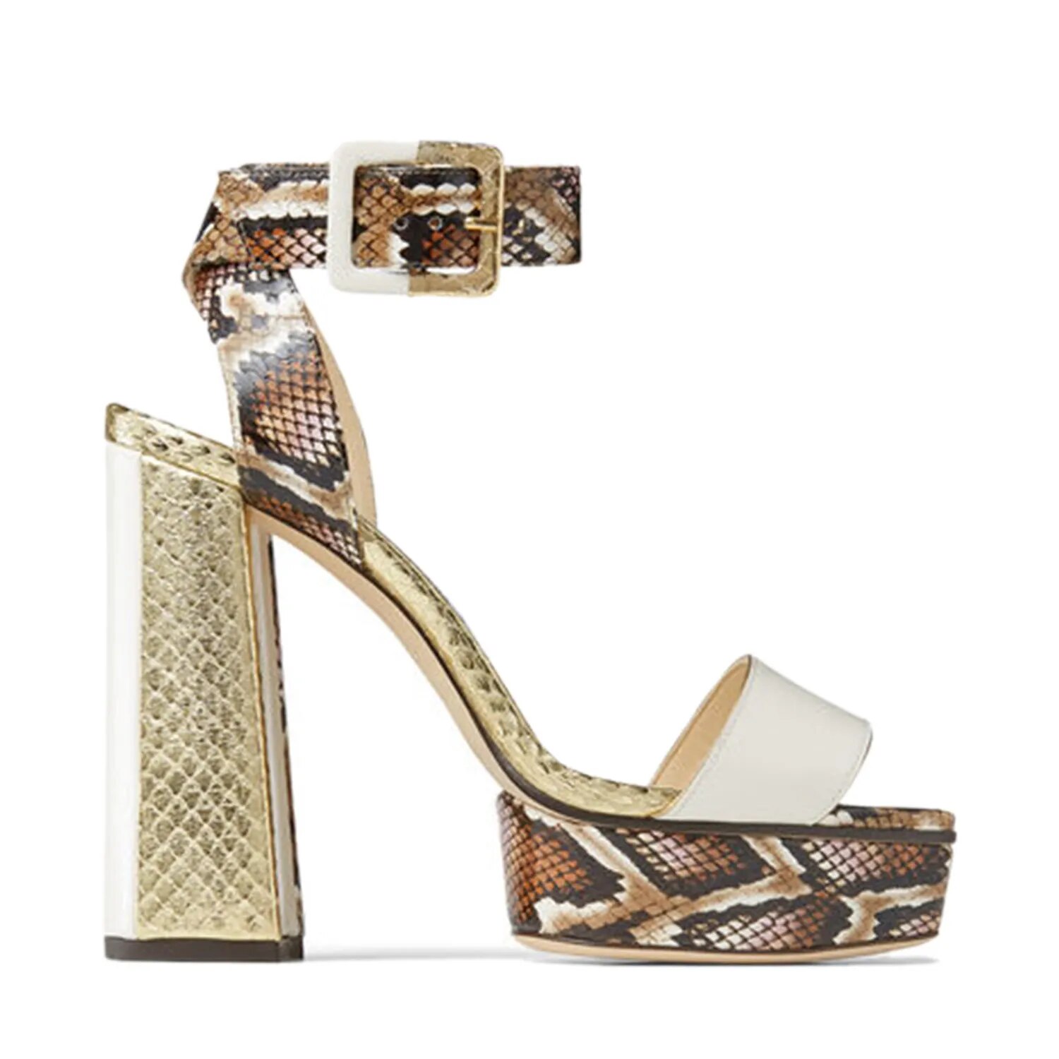 TAAFO Bule Snackskin Bling Women's Sandals Platform Sequined Cloth Ankle Buckle Strap Party Ladies
