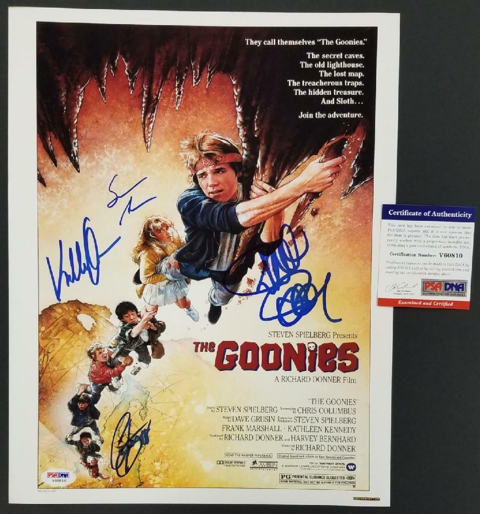 GOONIES Cast (4) Signed 11x14 Photo Poster painting Donner Astin KeQuan Feldman (C)~ PSA/DNA COA