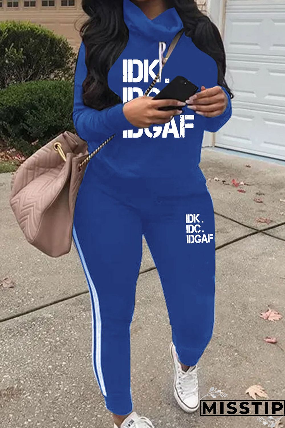 Army Green Casual Print Patchwork Turtleneck Long Sleeve Two Pieces