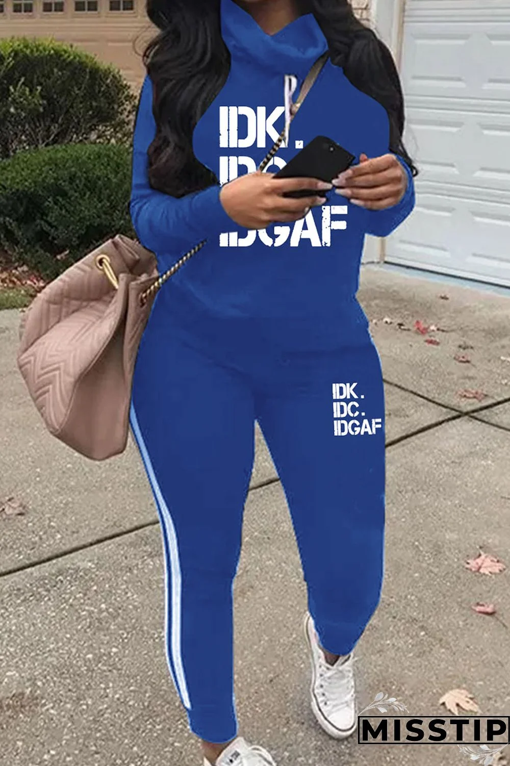 Army Green Casual Print Patchwork Turtleneck Long Sleeve Two Pieces