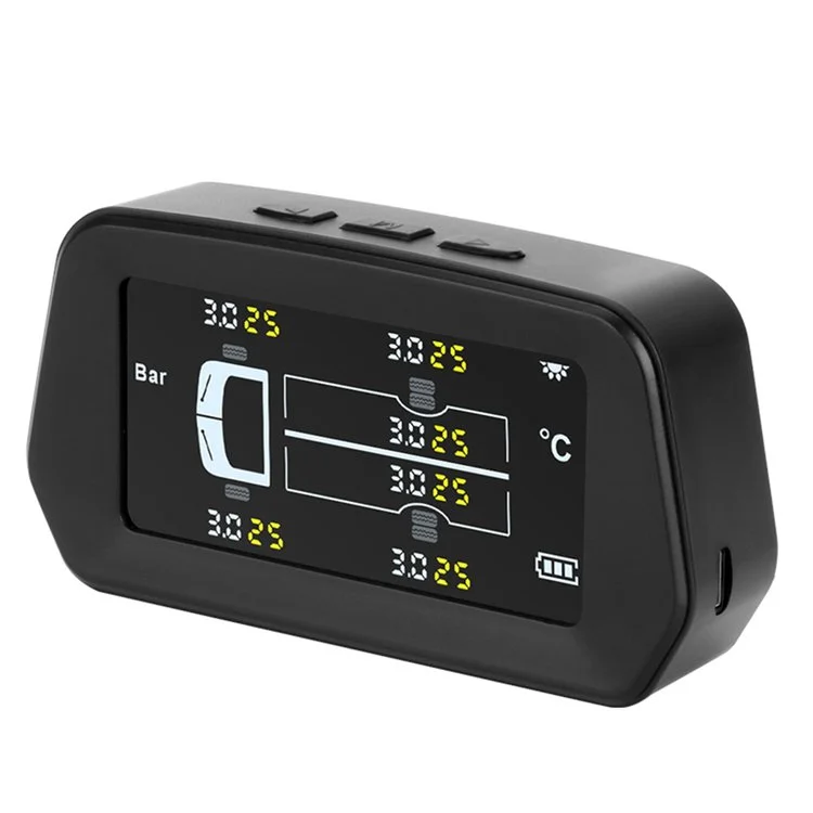 Solar Truck TPMS Tire Pressure Monitoring System with 6 External Sensors