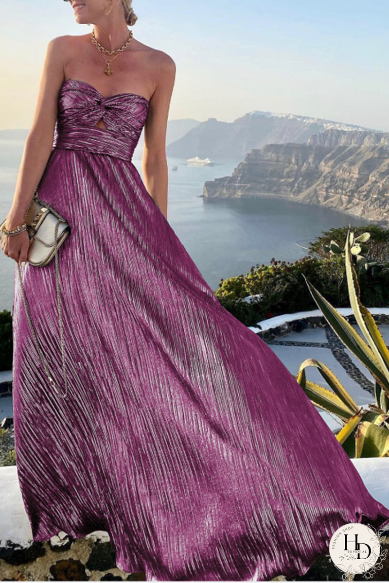 Fashion Solid Hollowed Out Strapless Cake Skirt Dresses