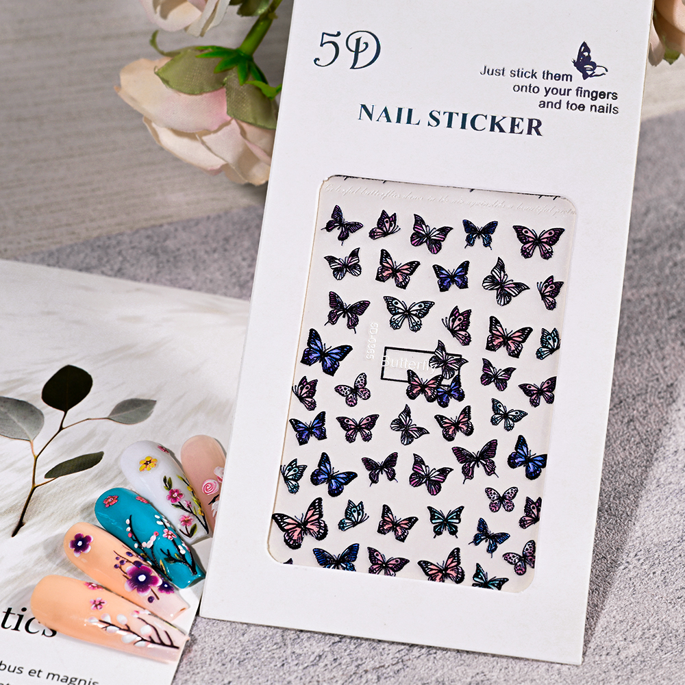 Intbuyer Simple Summer Nails – 5D Embossed Kiss Red Pink Lips Stickers for Valentines Day Manicure  
