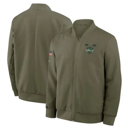 Men's New York Jets  Olive 2025 Salute to Service Sideline Full-Zip Bomber Jacket