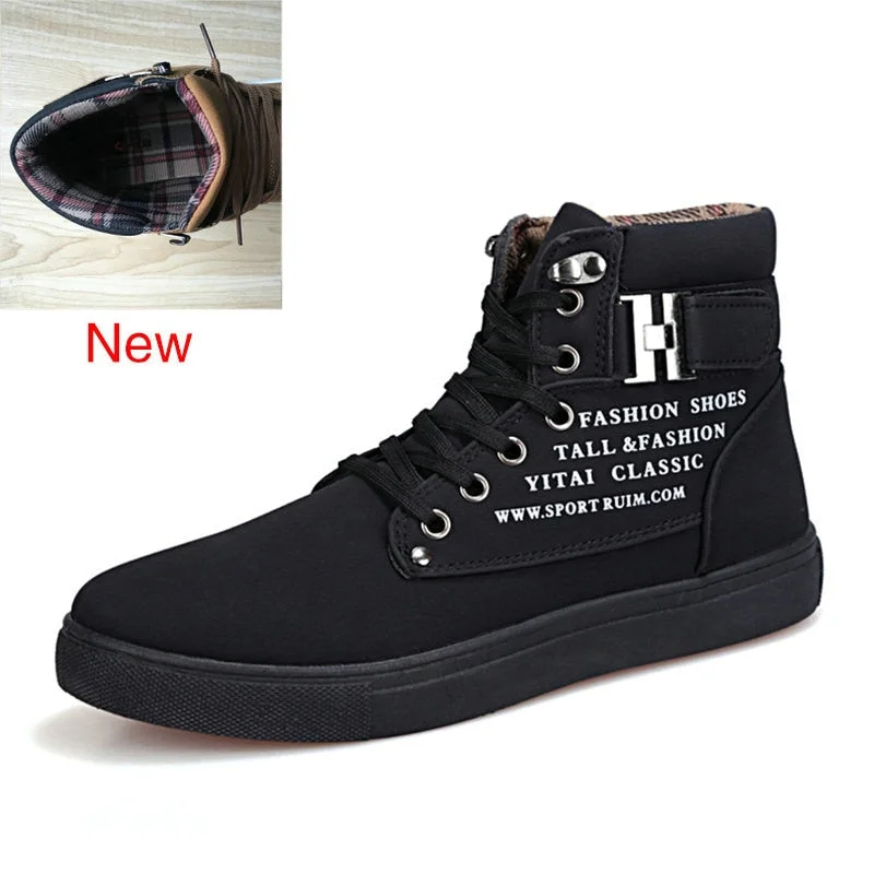 DEKABR 2021 Hot Men Shoes Fashion Warm Fur Winter Men Boots Autumn Leather Footwear For Man New High Top Canvas Casual Shoes Men