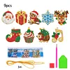 9pcs DIY Double-Sided Rhinestone Acrylic Diamond Painting Christmas Tree Pendant(Christmas animals)