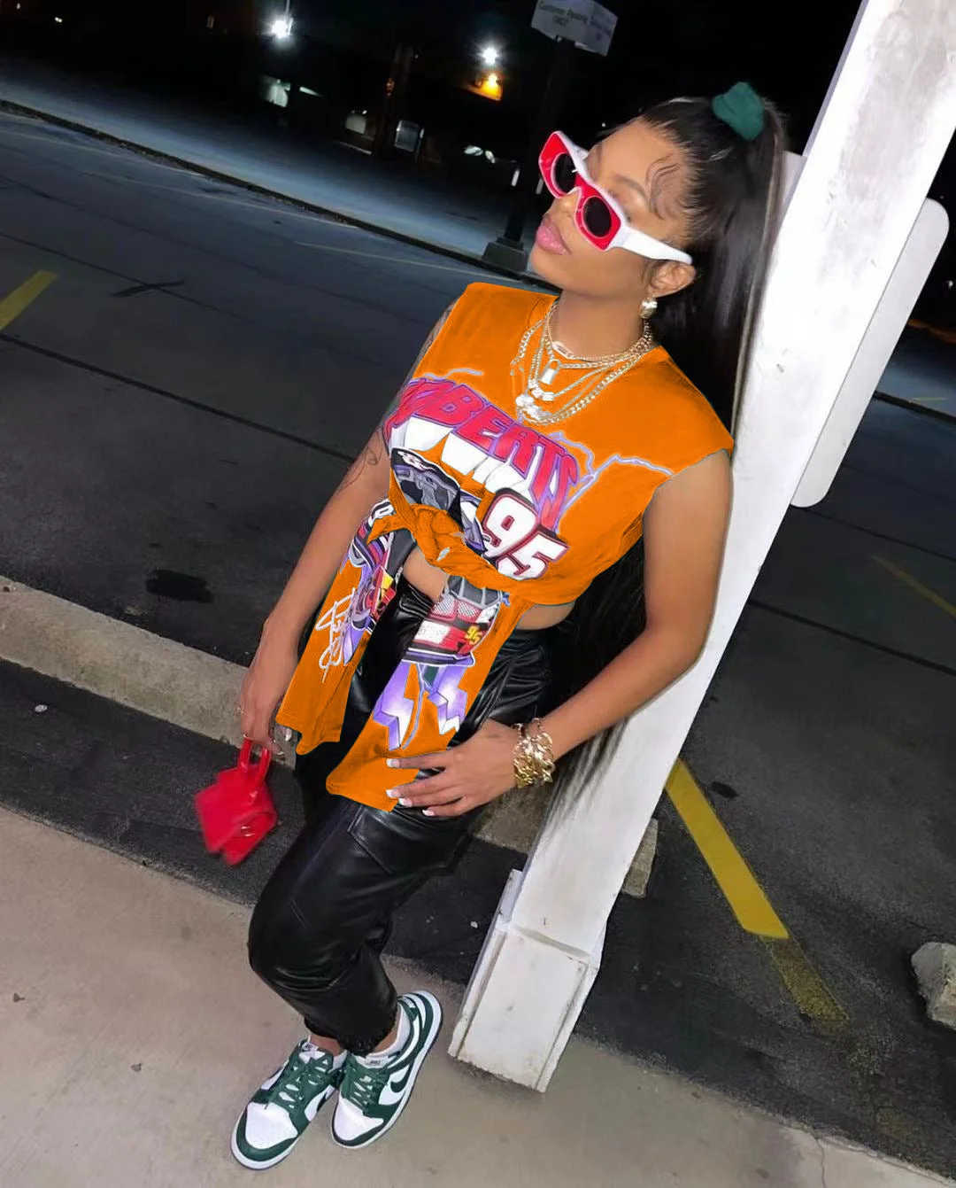 Uveng Women's Modal Solid Color Printing Round Neck Fashion Wear Top