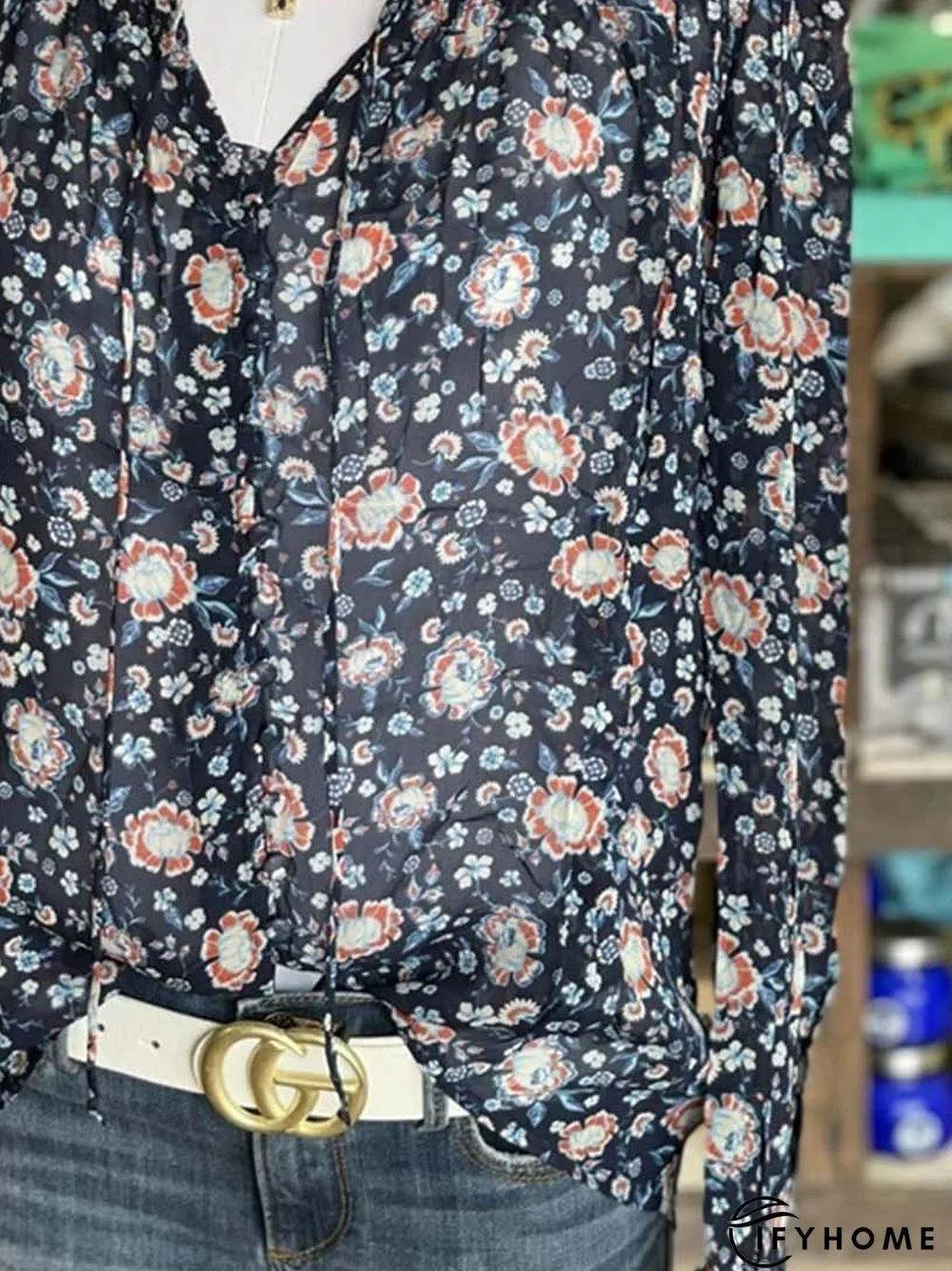 Boho Long Sleeve V Neck Tunic Top | IFYHOME