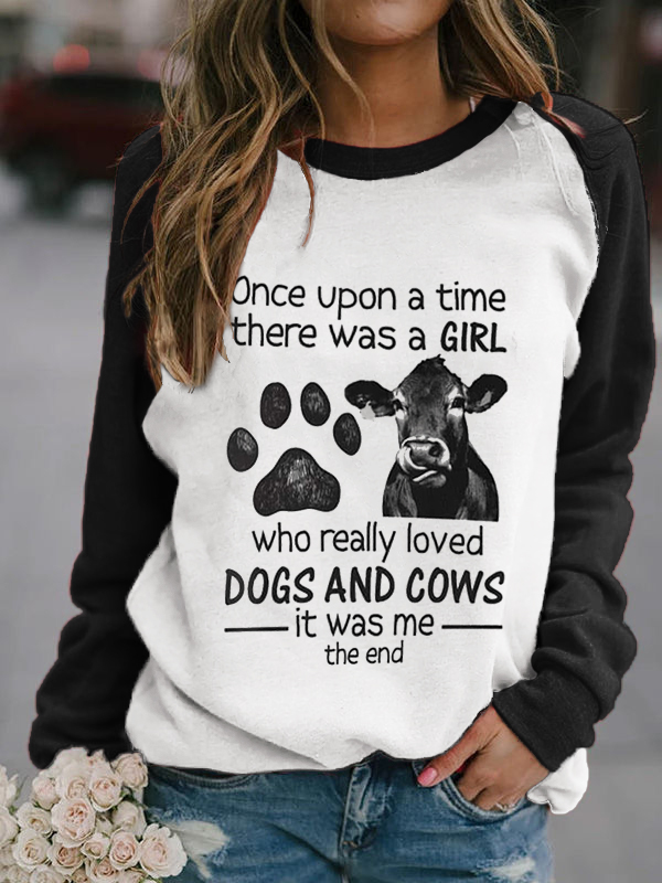 Dog & Cow Lover Contrast Color Sweatshirt wearshes