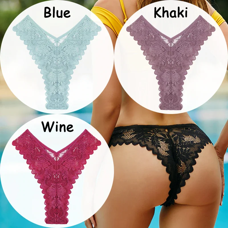 Billionm Lace Panties Women's Underwear Floral Women Panties Perspective Lingerie Brazilian Briefs V Waist Female Underpants
