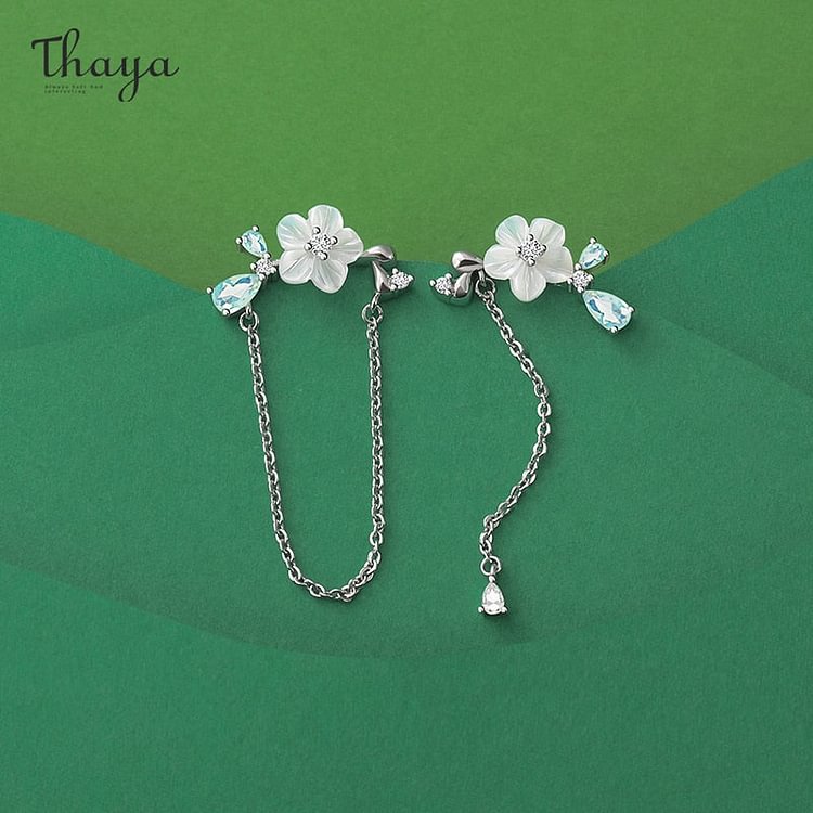 Thaya  Chain Shell Flower Dangle Earrings