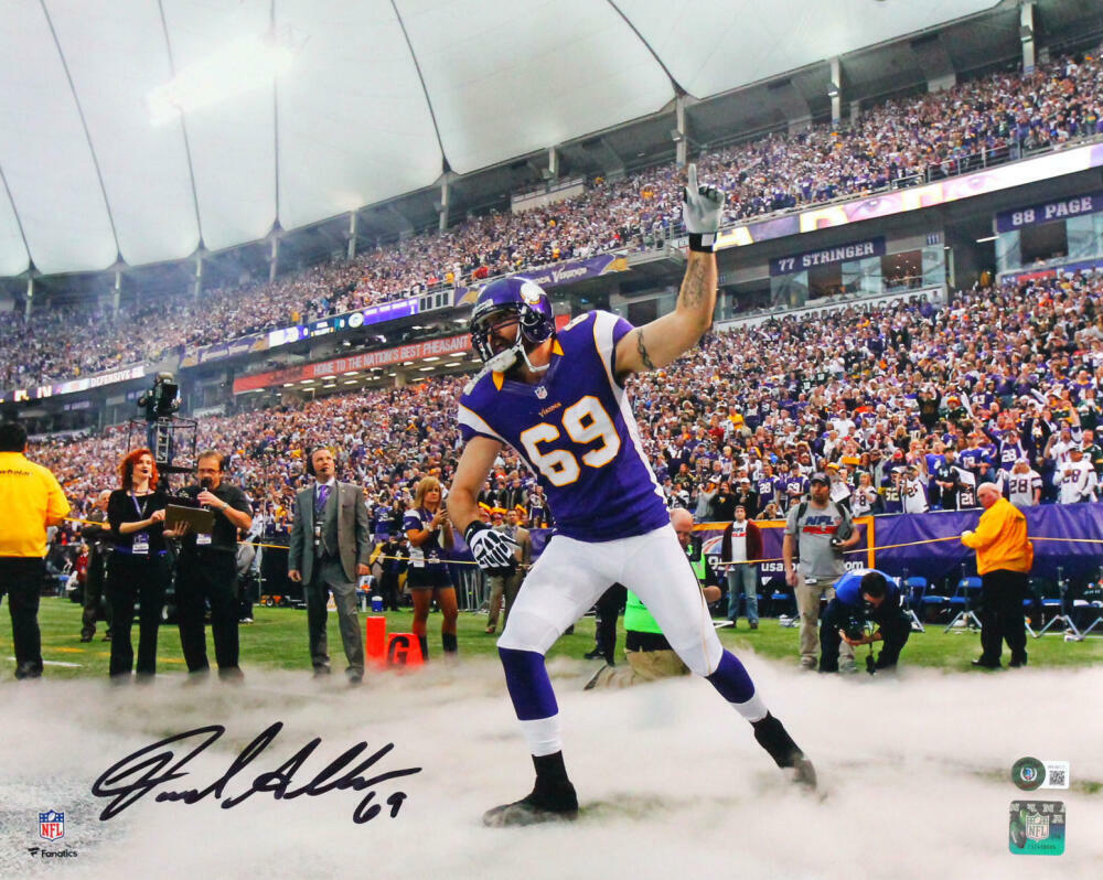 Jared Allen Autographed Vikings Tunnel Smoke 16x20 FP Photo Poster painting- Beckett W *Black