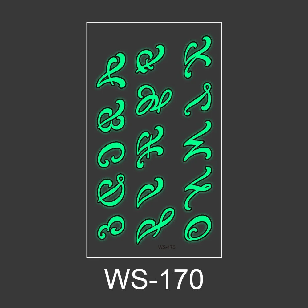 Luminous Tattoo Sticker Nightclub Bar Music Festival Carnival Tattoo Sticker Fluorescent Musical Note Glowing Cool Face Sticker