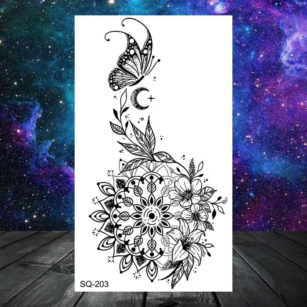 Black Whale Universe Planet Temporary Tattoos For Women Adult Men Constellation Outer Space Moon Fake Tattoo Small Tatoo Paper