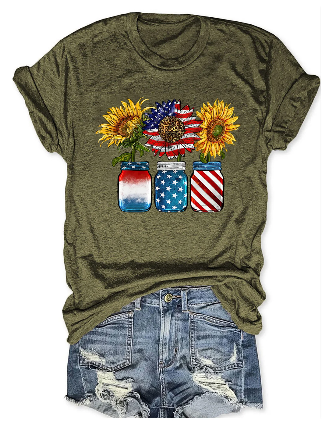 Patritotic Sunflower 4th Of July T-shirt